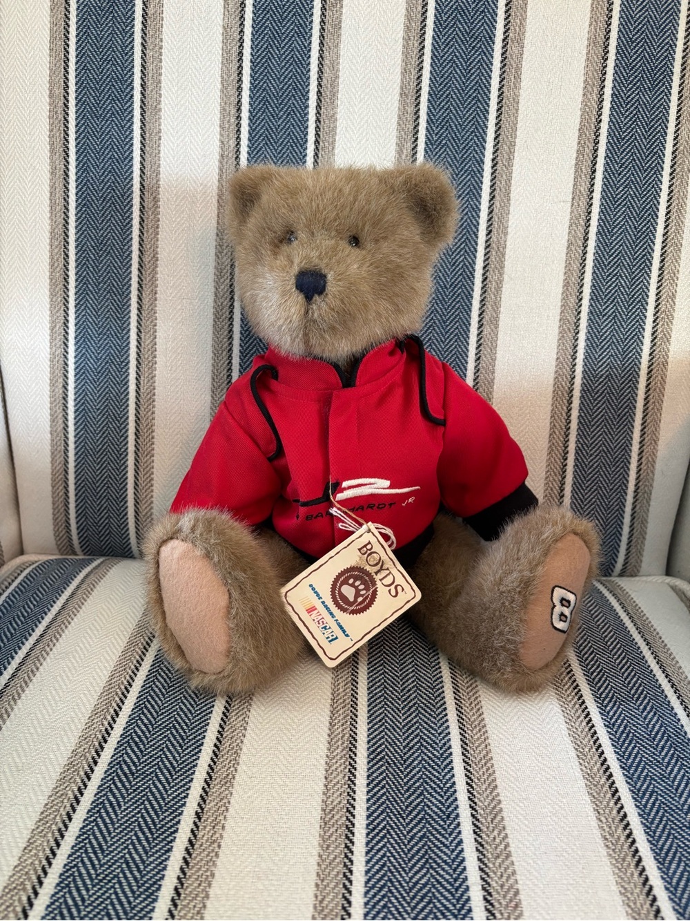 Nascar Plush Boyds Bear with Red Jacket and Brown Fur Dale Earnhardt Jr